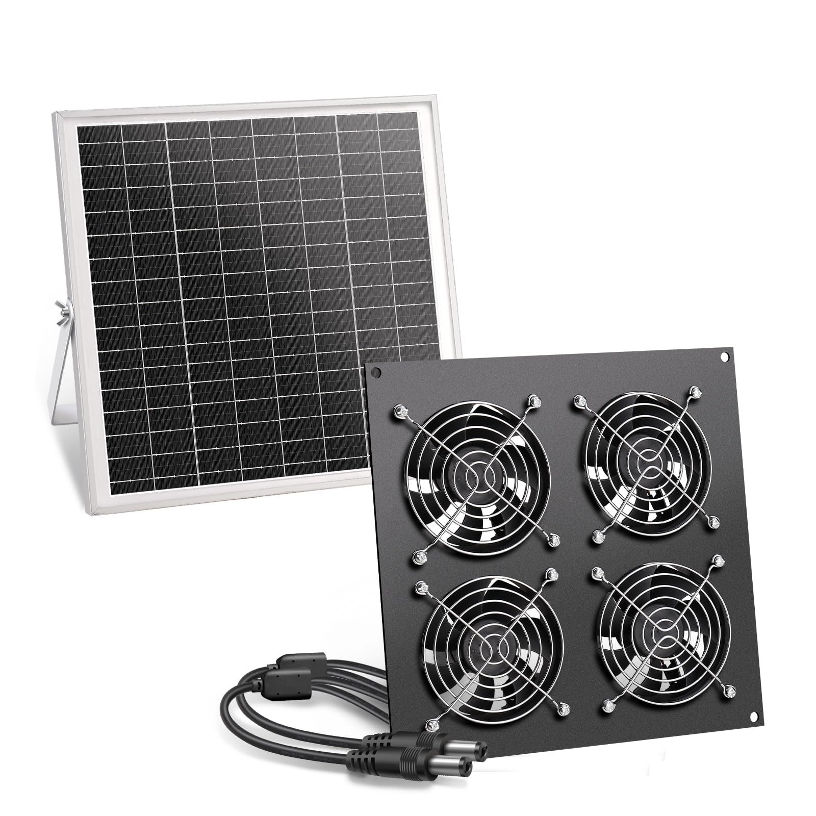 Solar Ventilator, 15W Solarpanel, mit vier IP67 Wasserdichten Ventilatoren, geeignet für kleine Hühnerhütten, Gewächshäuser, Schuppen, Haustierhäuser, Lufteingang oder Abgasse