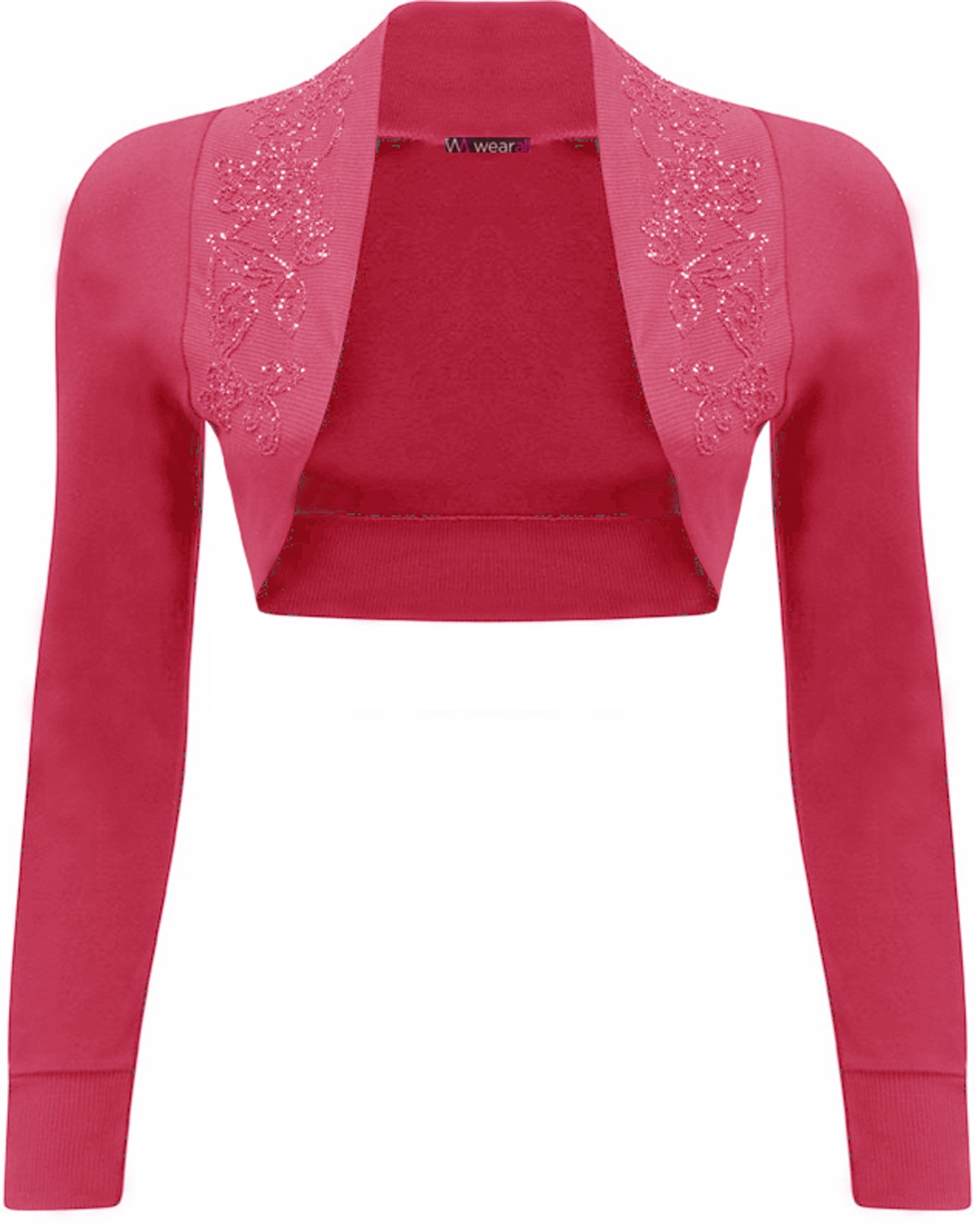 Wearall Women's Cerise New Beaded Shrug Bolero Top Sizes 8/10