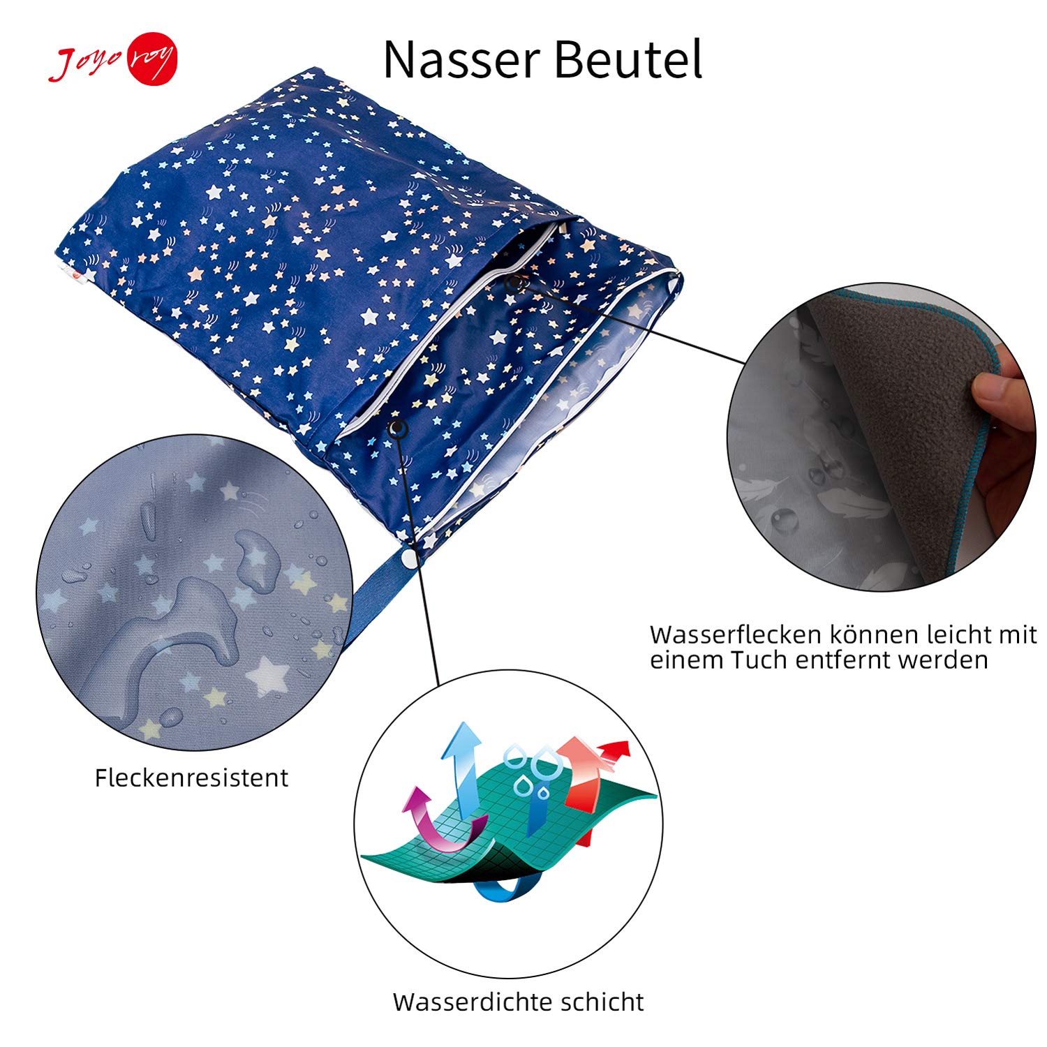 Wet Bag Wasserdichte Windeltasche für unterwegs Nassbeutel Kindergarten Wetbag 4 Stück