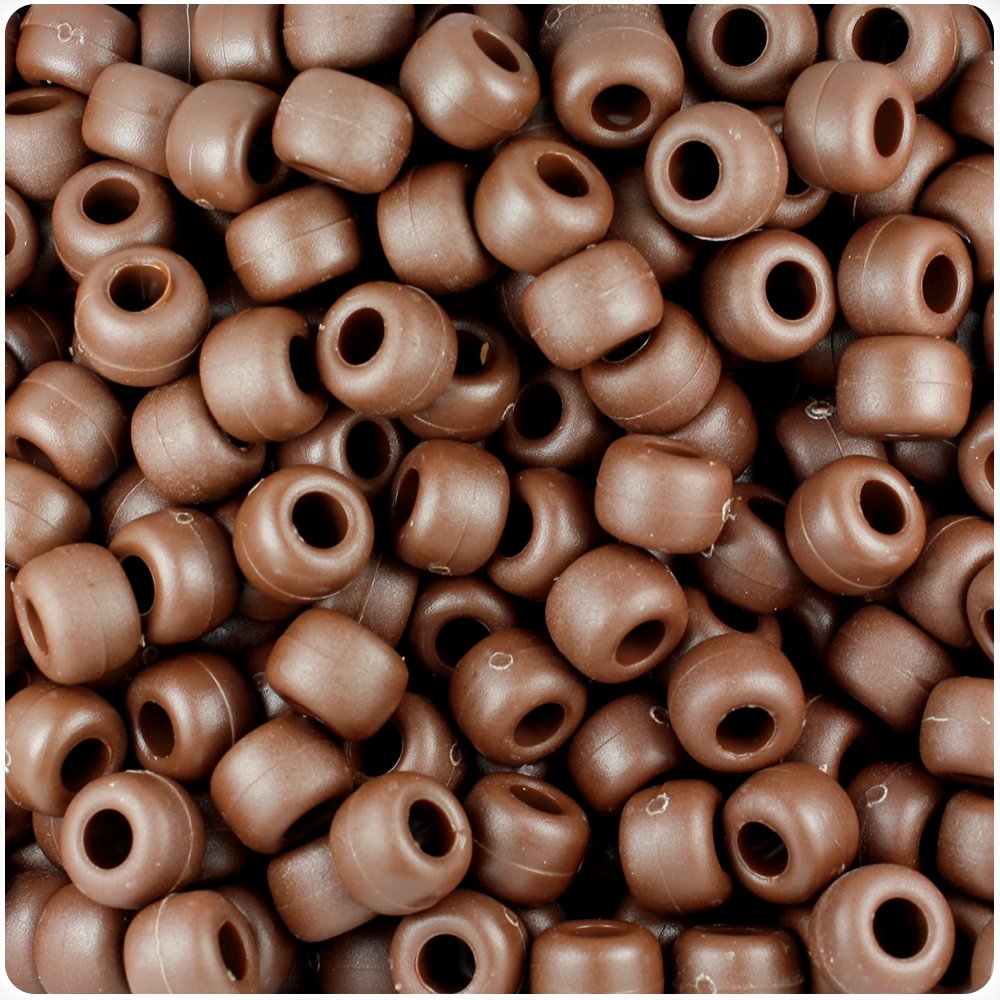 BeadTin Chocolate Matte 9mm Barrel Pony Beads (500pcs)