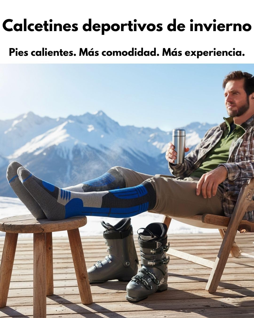 sockenkauf24 2 Pares Calcetines Esquí para Hombre Lana Merino