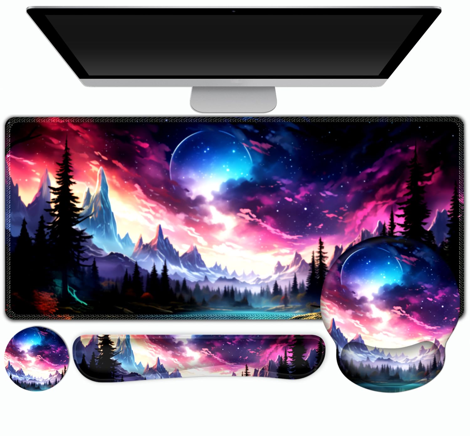 Purple Marble Mouse Pad & Wrist Rest Set - Ergonomic Comfort -11 Purple Marble Mouse Pad & Wrist Rest Set - Ergonomic Comfort -11