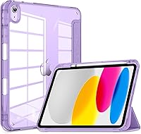 Vista 9 de VIKESI Funda para iPad de 10ª generación 2022, funda de 10.9 pulgadas con parte trasera transparente transparente y cubierta de marco de TPU a