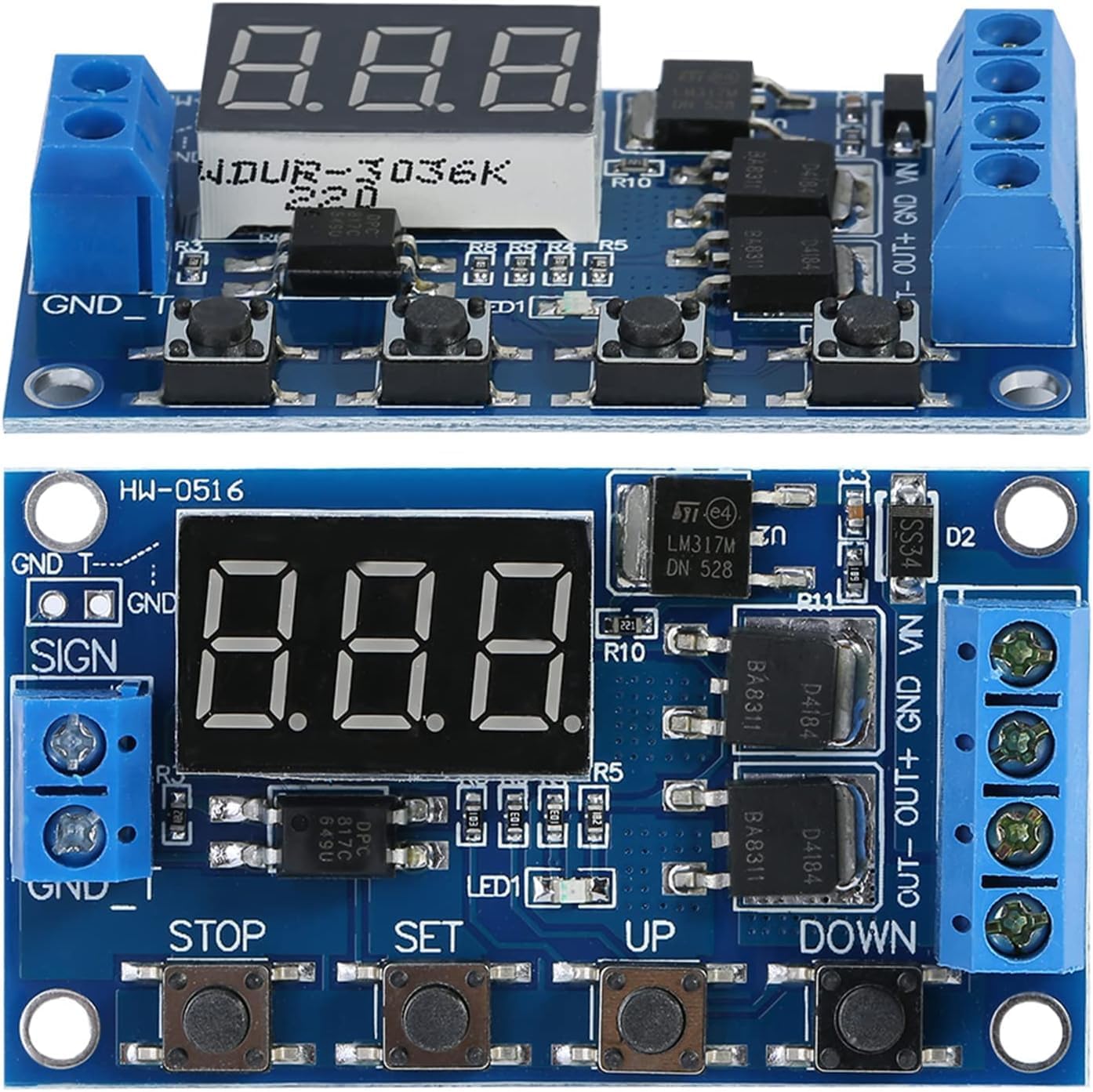 DC 5V-36V Cycle Timer Delay, Programmable Timer Switch Delay Relay Module | Dual-MOS Output Adjustable Time Delay with LED Display, 12V (0.1s to 999min), High Power Capacity Emergency Stop Function