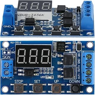DC 5V-36V Cycle Timer Delay Timer Relay Module with LED Display, Dual-MOS Output Adjustable Time Delay (0.1s to 999min), High Power Capacity Emergency Stop Function