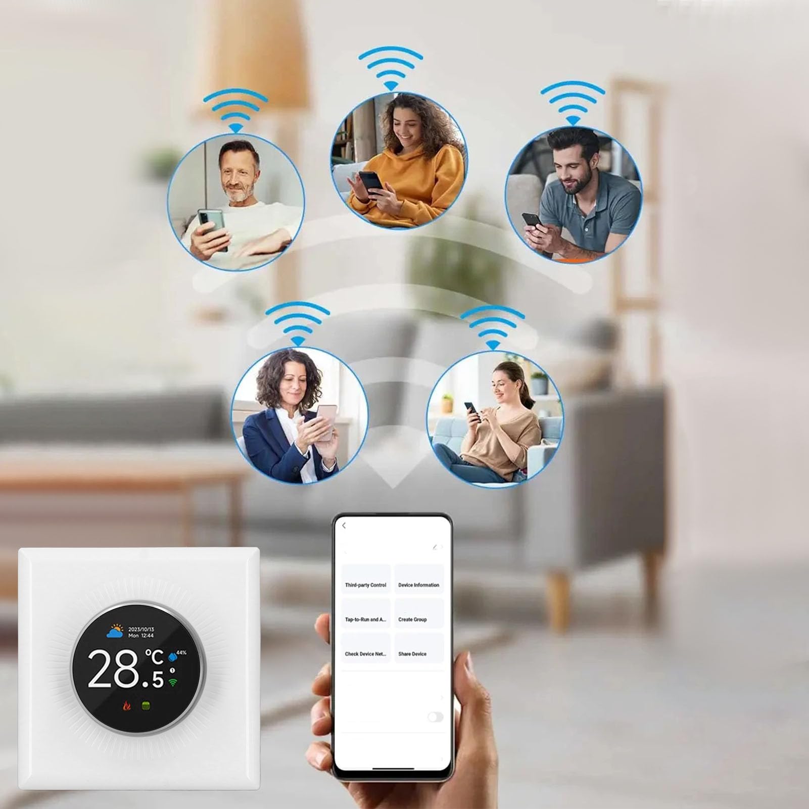 KIMISS Termostato Inteligente WiFi para Calefacción Eléctrica y Control de Voz: Controlador de Temperatura Programable con Pantalla LED y Ajuste de Las Perillas