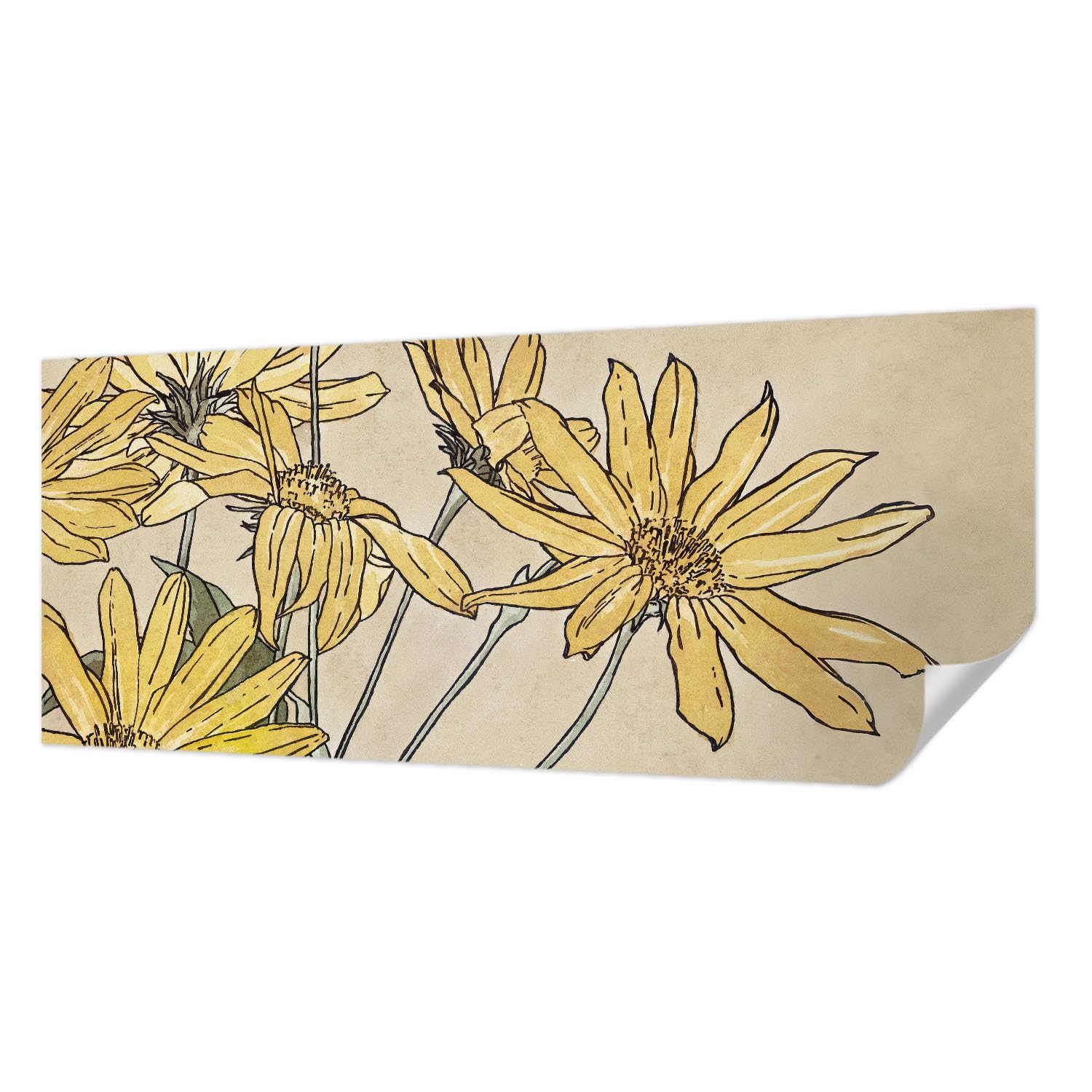 Papier peint autocollant fleurs aquarelle panoramique