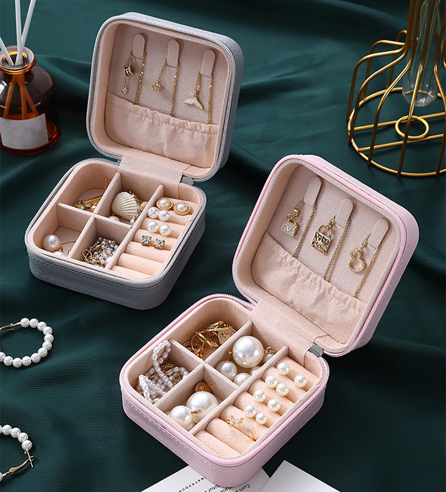 ZEACCT 1 Pezzo ini Porta Gioielli Donna Portagioielli Piccoli, Portagioie da Viaggio, Organizer
