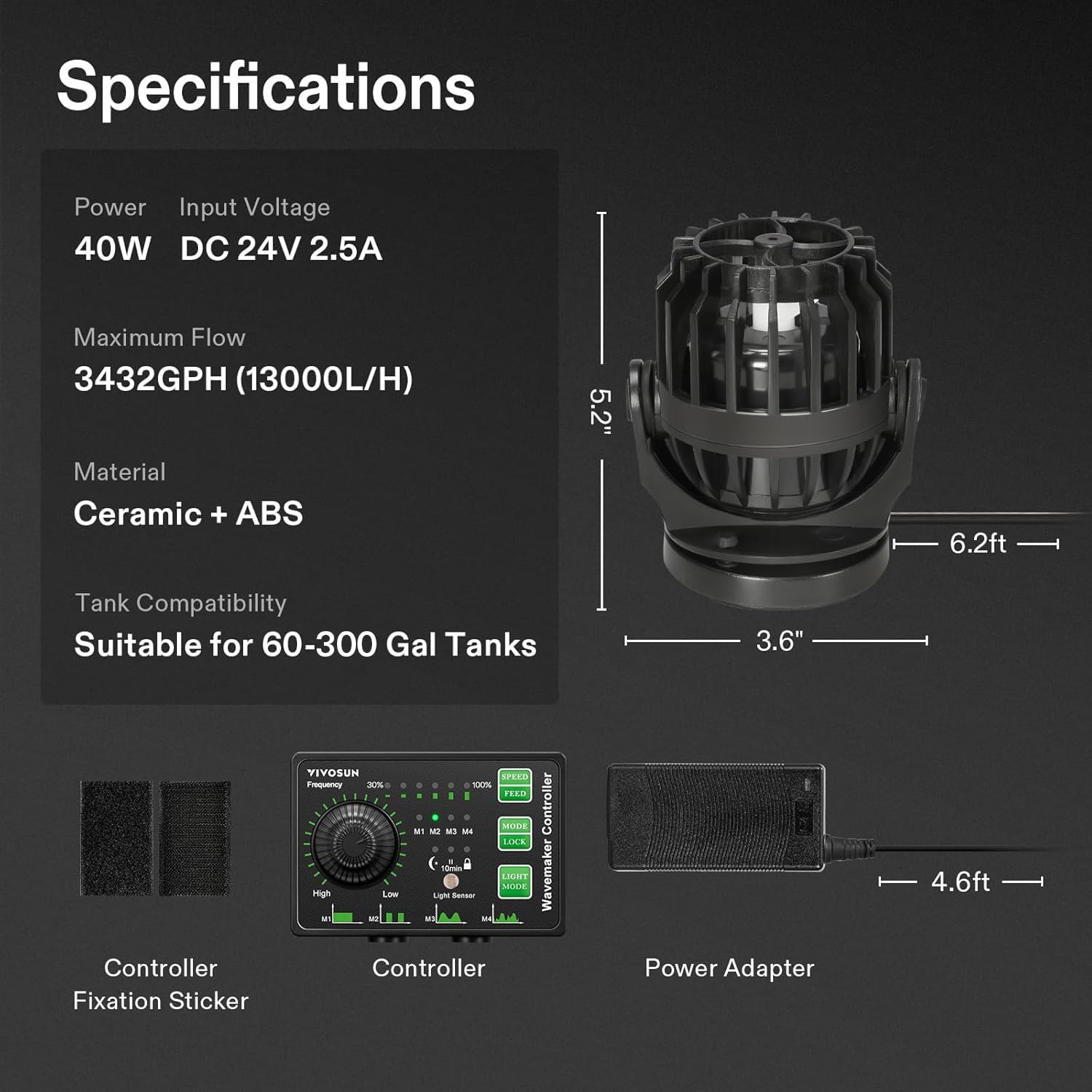 Amazon.com : VIVOSUN Aquarium Wave Maker, 3432GPH 40W Circulation