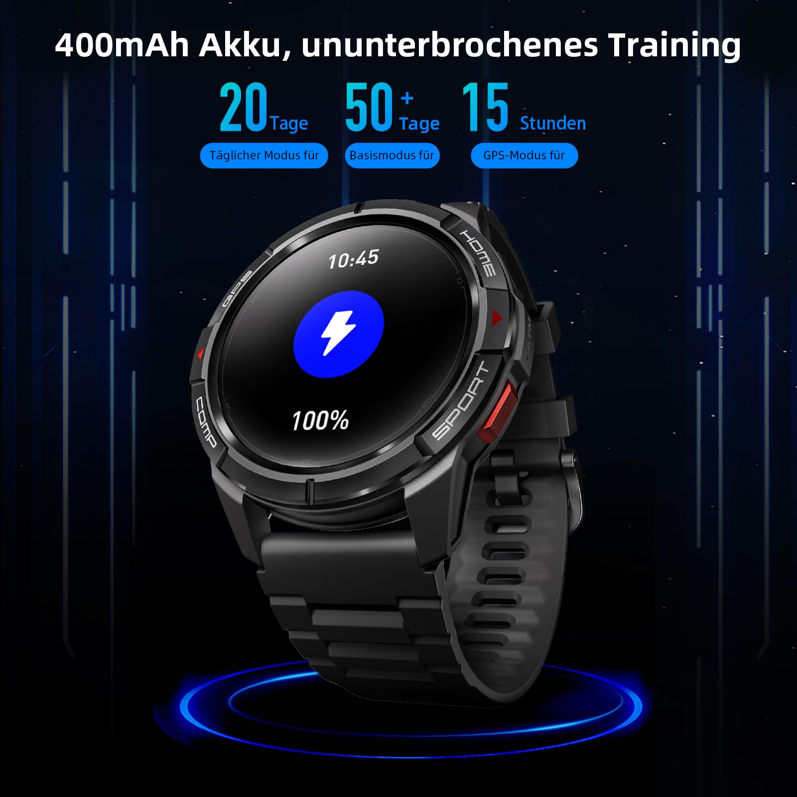 Mibro GS Active-Laufuhr GPS mit 1,3" AMOLED, Sportuhr 5ATM Wasserdicht 150+ Sportmodi, Smartwatch Damen Herren mit Herzfrequenz, Navigation, Radfahren Skifahren Schwimmen