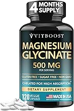 VITBOOST Magnesium Glycinate 500mg - High Absorption Chelated Supplement - Supports Sleep, Muscle Recovery & Heart Health - Non-GMO, Vegan - 120 Capsules - Made in USA