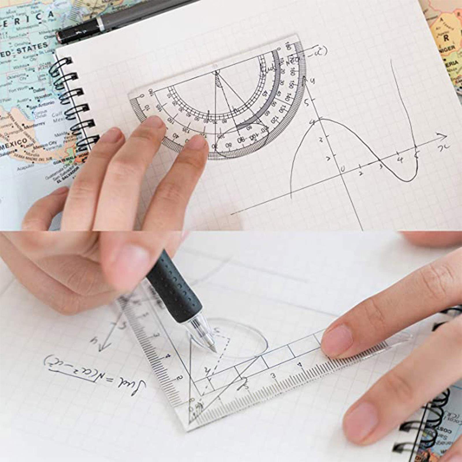Protractor Set 8-Piece Geometry Set, Compass And Mathematics Set For ...
