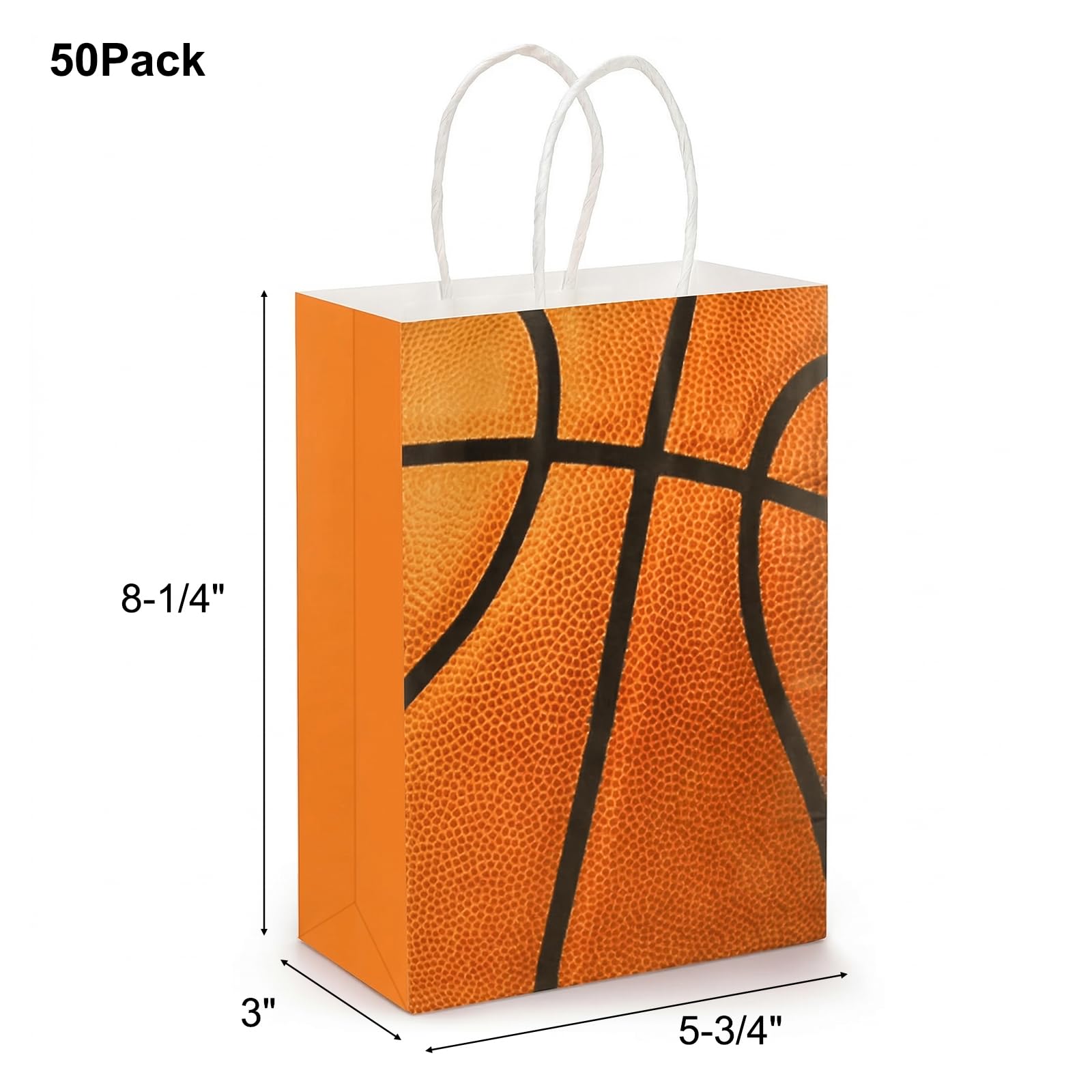 Jucoan 50 Pack Basketball Gift Bags with Handles, Bulk Basketball Party Favor Goodies Bags Snack Candies Treat Bags for Kids Birthday Party, Basketball Sports Team Tournament Gifts