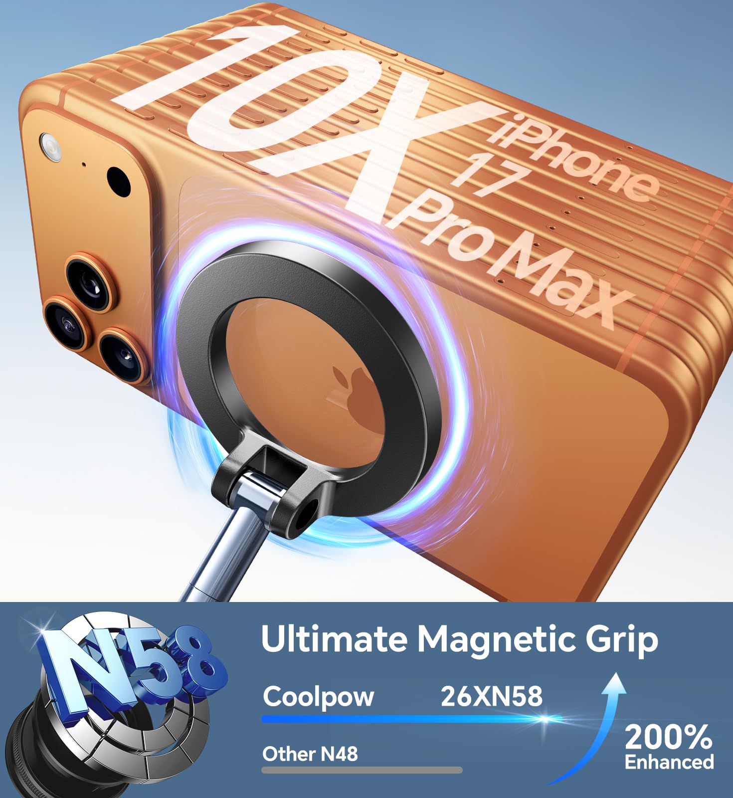 Coolpow for Magsafe Car Mount Vacuum Magnetic Phone Holder for Car 360 Rotatable Suction Cup Phone Mount for — view 3