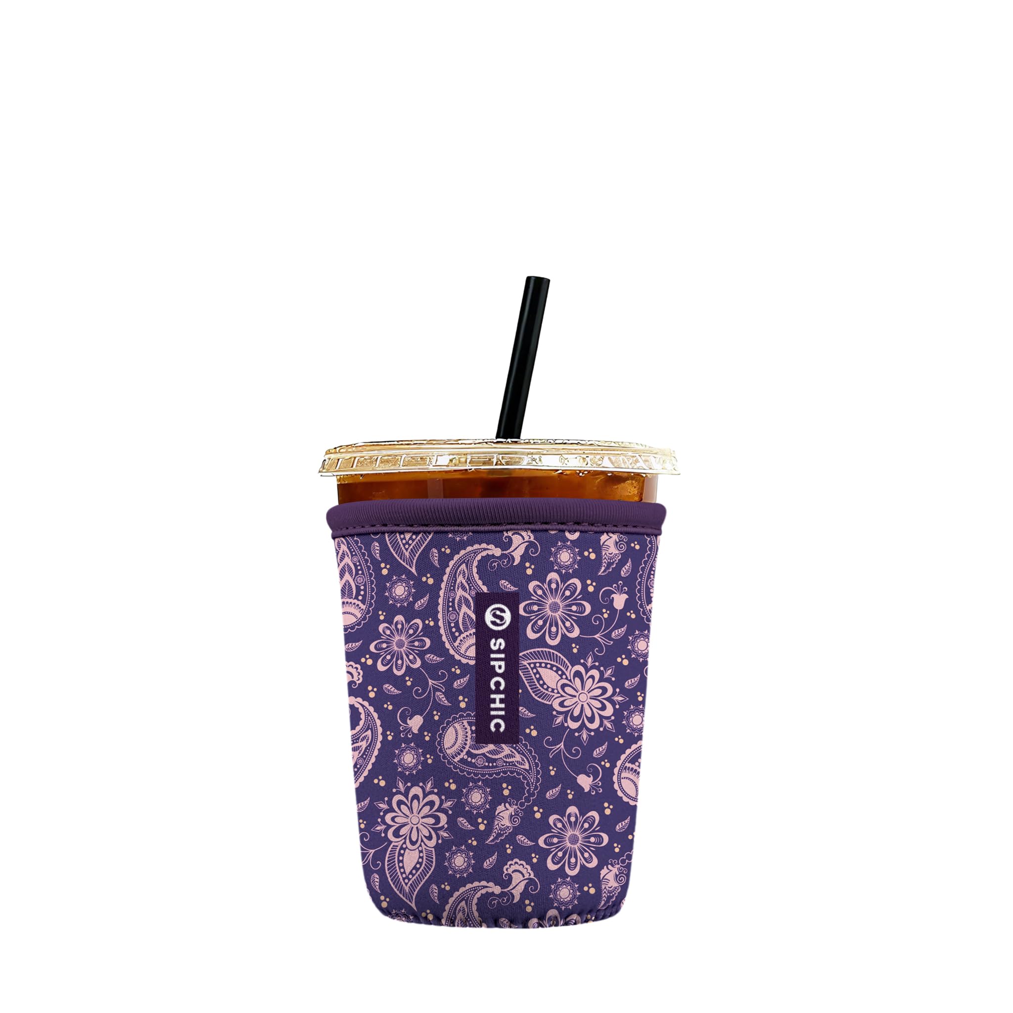 Iced Coffee Sleeve – Neoprene Reusable Cup Sleeves for Drinks, Insulated Drink Sleeves to Keep Hands Dry &amp; Drinks Cold, Stylish &amp; Durable Coffee Sleeves (Mystic Paisley, Small: 16-20oz)