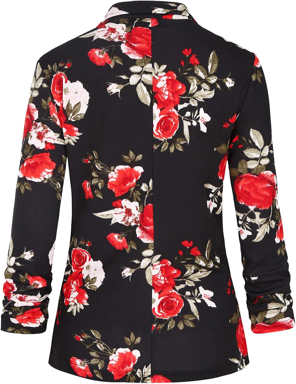 Unifizz Women's Blazer Suit Button Front Blazers 3/4 Sleeve Fitted Jacket Casual Office Blazer with Pockets #Floral-2,Size L#