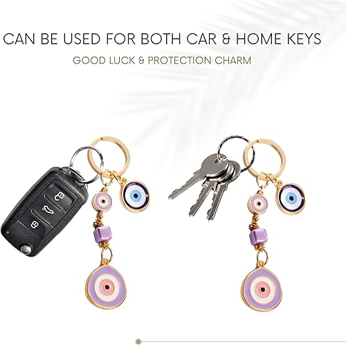 Miniatura 4 de BCS Llavero con dije de mal de ojo, amuleto de buena suerte y protección, llavero de automóvil, accesorios para bolso para mujer
