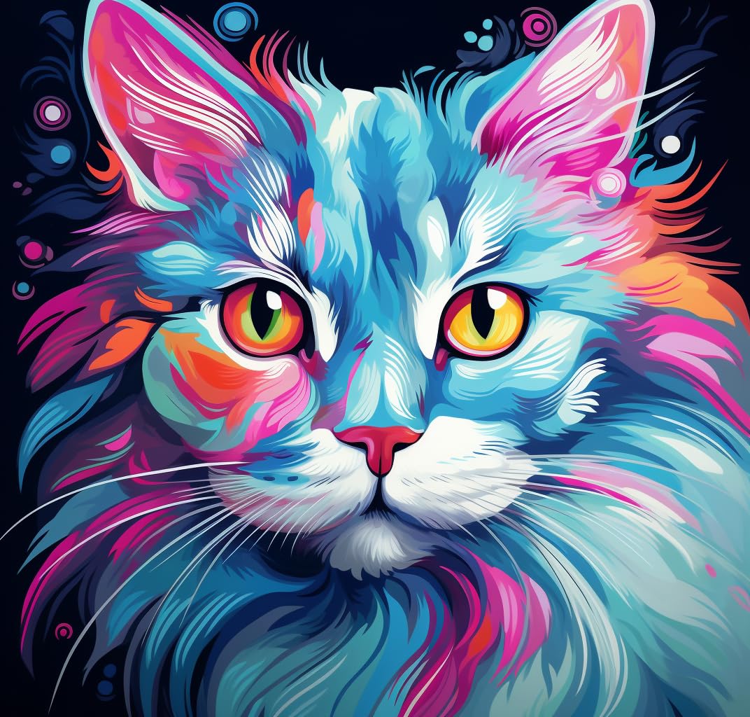 Amazon.com: Rainbow Color Animal Cat 5D Diamond Art Painting Full