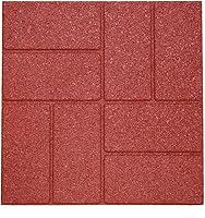 Vista 2 de RevTime Dual-Side Garden Rubber Paver 16"x16" for Patio Paver, Step Stone and Walk Way, Safety Rubber Tile Red (6 PCS per Pack)