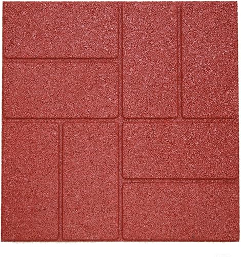 Miniatura 2 de RevTime Dual-Side Garden Rubber Paver 16"x16" for Patio Paver, Step Stone and Walk Way, Safety Rubber Tile Red (6 PCS per Pack)