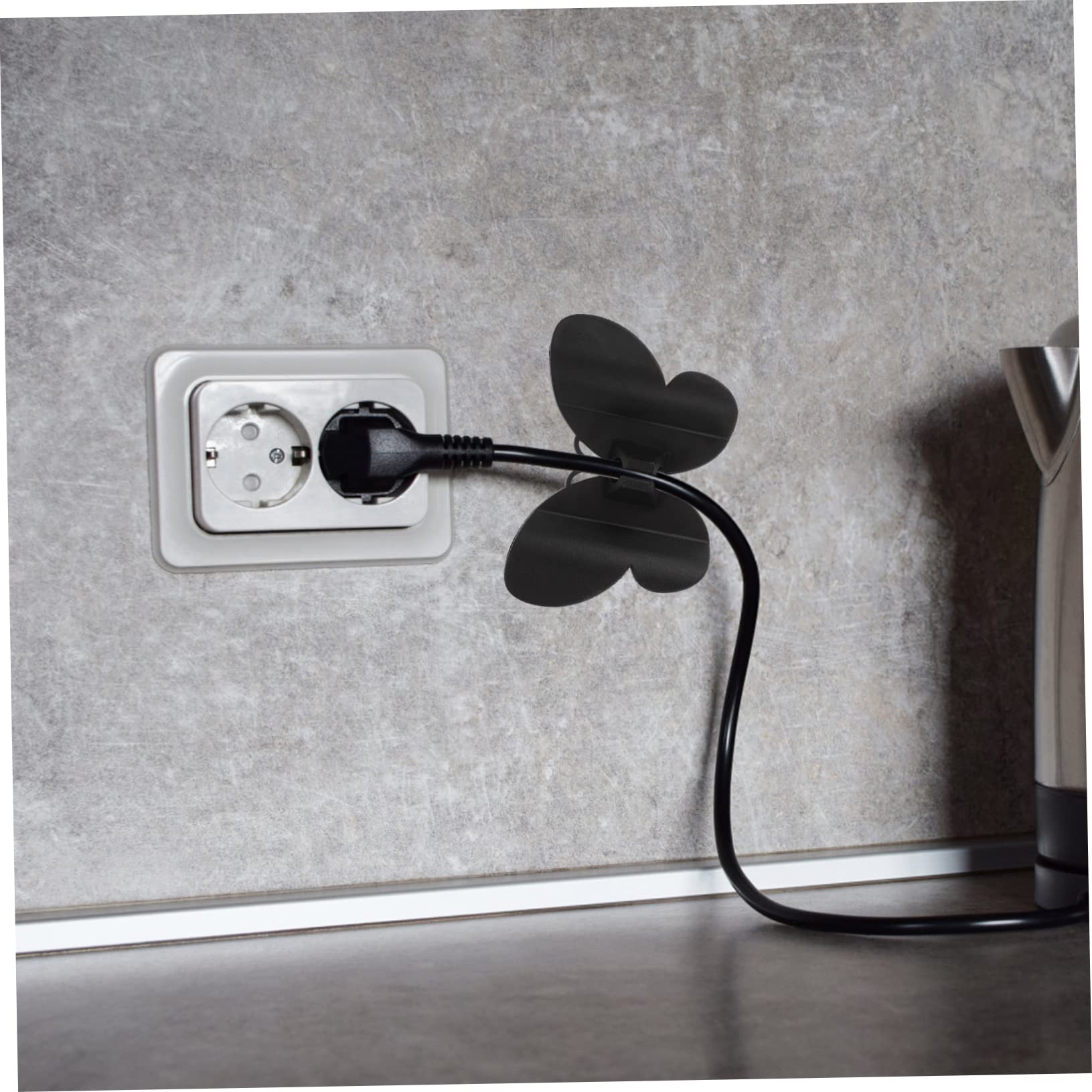 DOITOOL Butterfly-Shaped Cord Organizers for Kitchen 4 Pack Stick on Cord Holders Small Appliance Cord Wraps Black