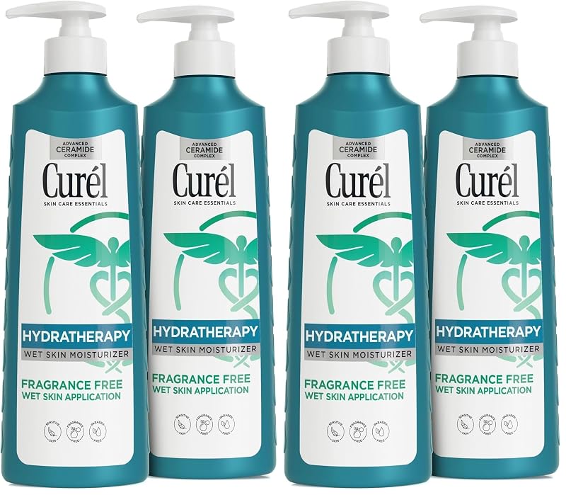 Loção corporal para uso no banho Curel, sem fragrância, 355 mL, Pacote com 4
