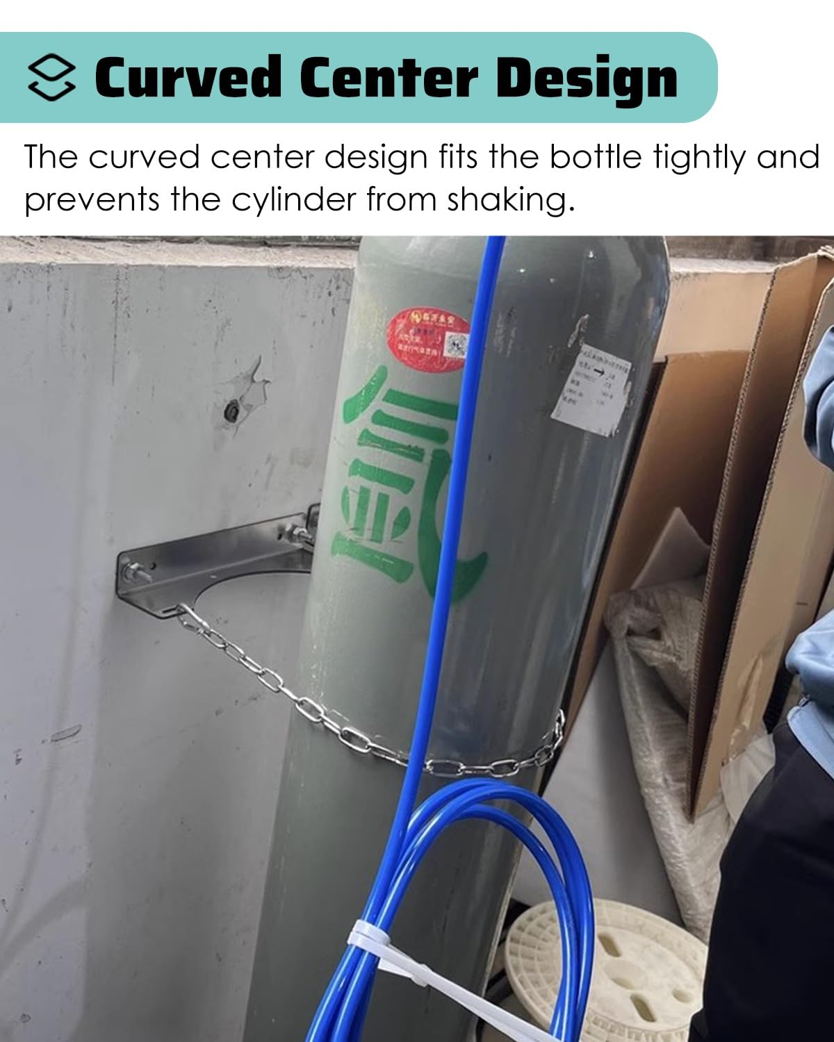 Supporto per Bombola Grande Supporto per Bombola di Ossigeno da 10" di Diametro Montato a Parete, Rastrelliera Portaoggetti per Bombola di Propano Sospesa, Regolatore per Bombola di Azoto Montato a Fo