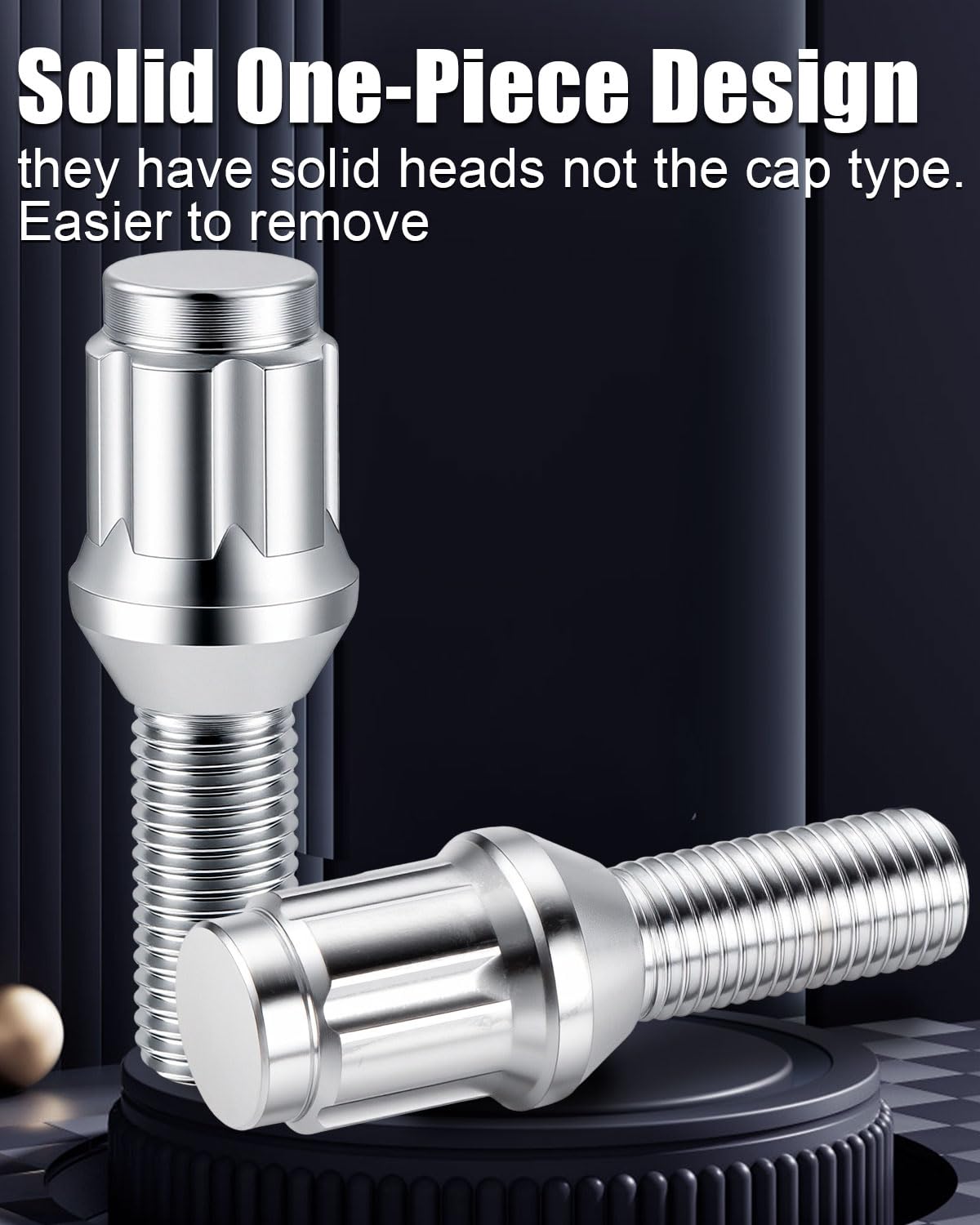 GAsupply M12x1.5 Lug Bolts 28mm Shank Fit for BMW BMW 3 7 Series M5 M6 Z3 Z4 Z8, Chrome 12x1.5 Spline Lug Bolt Stock Stud Cone Seat, 20pcs+1pcs 3/4" 19mm&13/16" 21mm Hex Socket Key