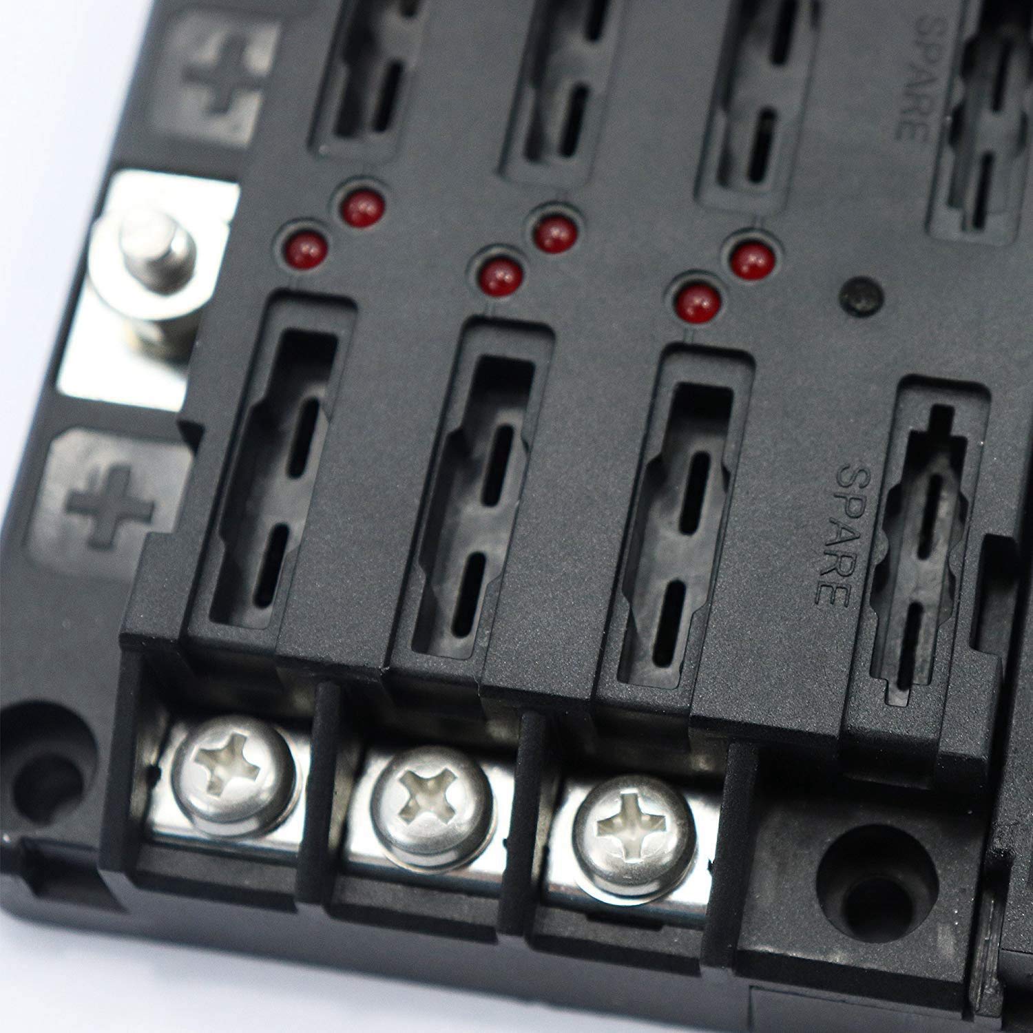 Davitu BHTS-6 Way DC32V 100A Blade fuse blocks screw terminals with 12P negative busbar - (Color: Black)