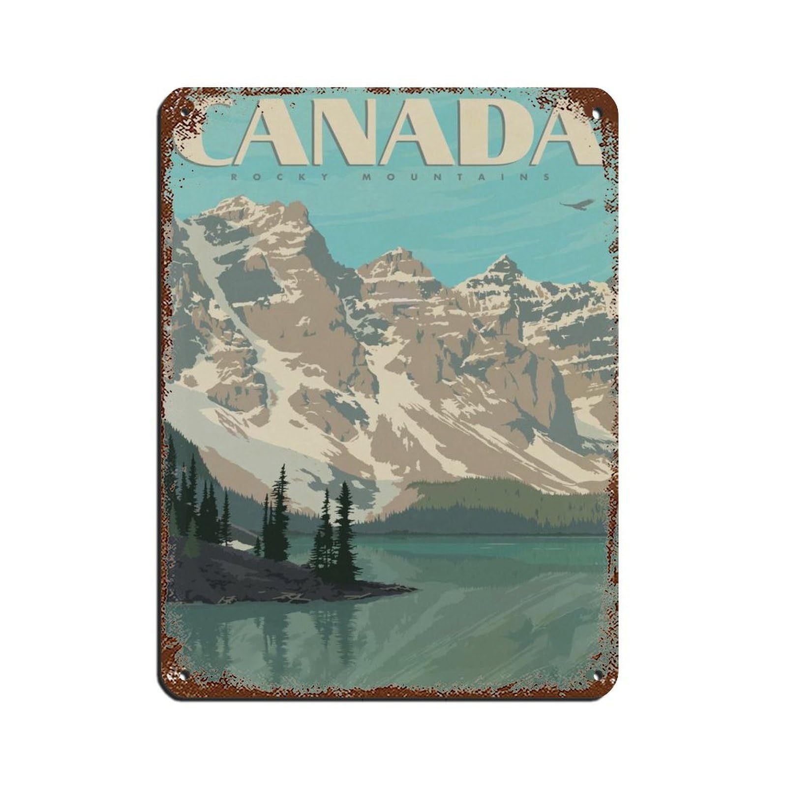 Affiche rétro en métal Canada poster de voyage déco murale chic