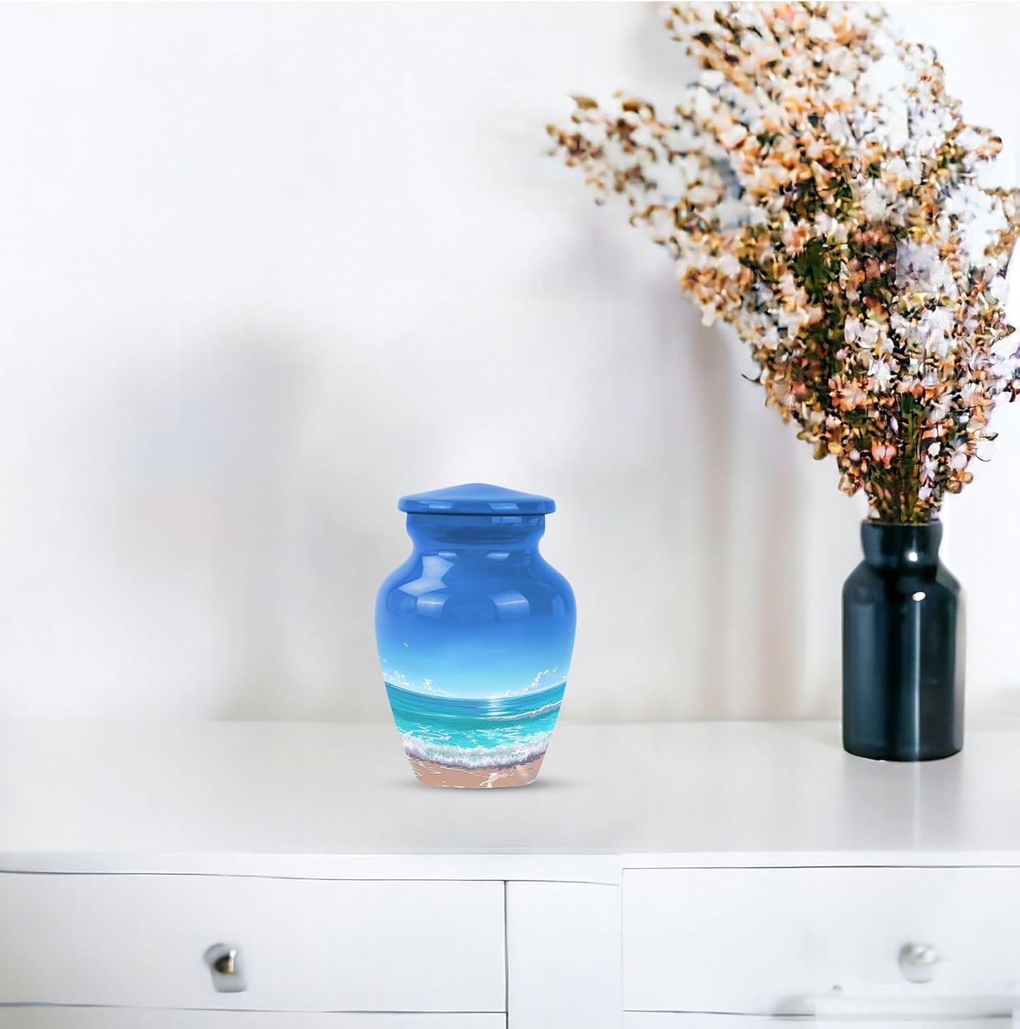 Beach Urn - Small Urns for Human Ashes Keepsake - Ash Holders for Human Ashes - Cremation Urns for Human Ashes Adult Male - Memorial Urn - Cremation Memorial (3 inch Pack of 1)