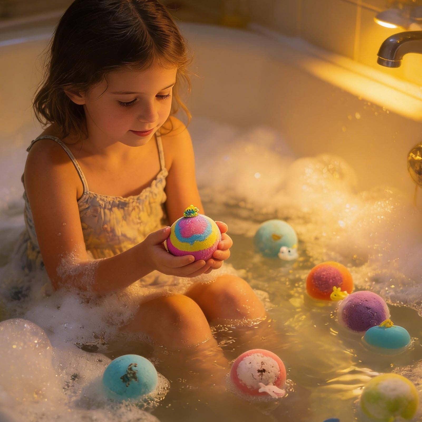 Bomba da Bagno Effervescente 12 Pezzi Detergente Corpo Rilassante | Sali da Bagno con Giocattolo per Spa Casa Vasca Viaggio Hotel Bambini