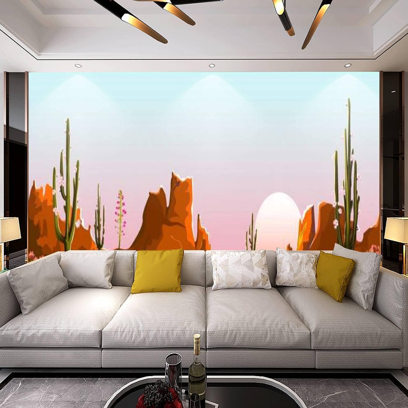 Papier peint mural 3D haut de gamme au motif paysage de colline florale amovible