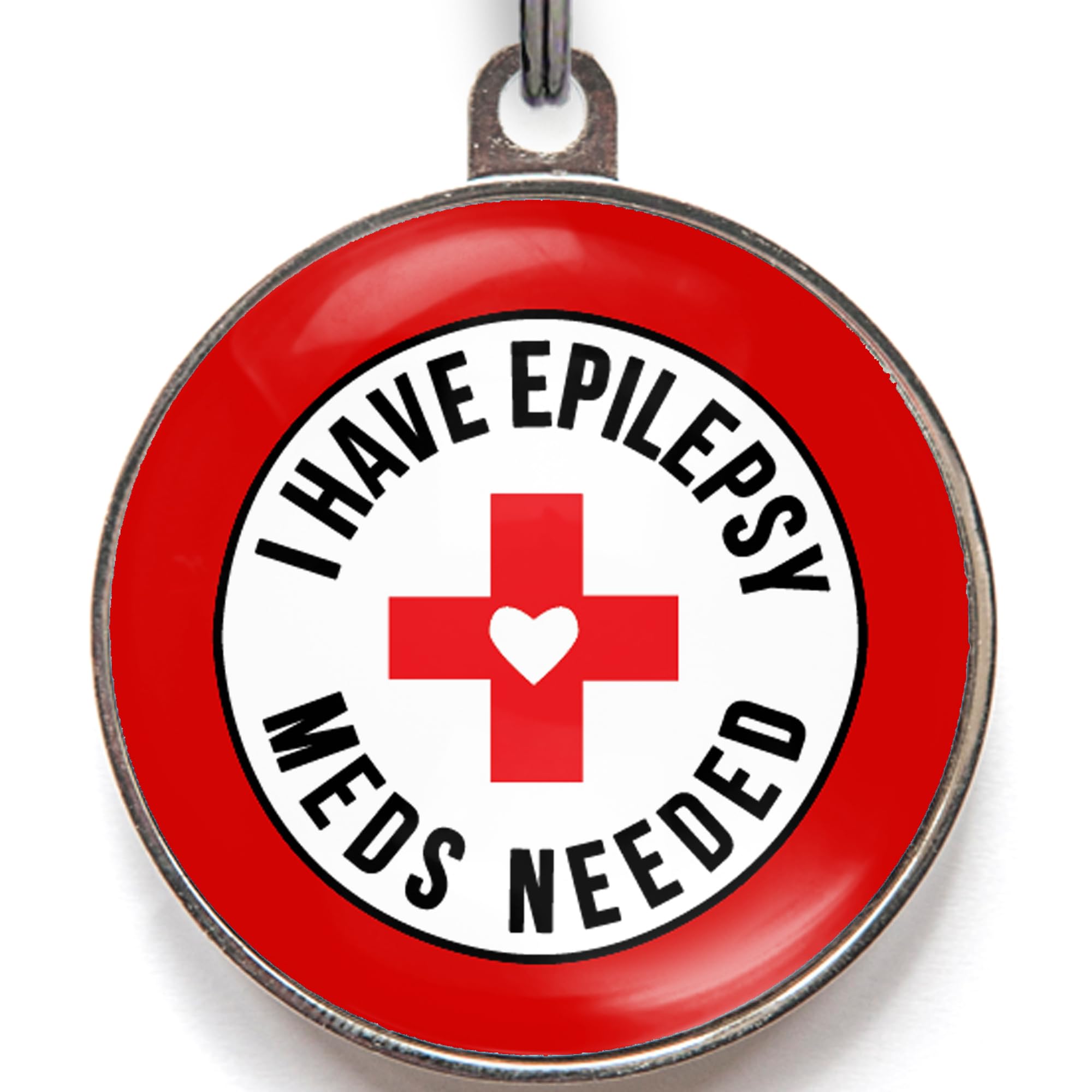 Epilepsy Dog Tag – Add Your Text to Back – Medical Alert Pet ID – I Have Epilepsy, Meds Needed – Custom Double-Sided Dog Tag – 2 Sizes – 36 Colour Options – Durable Health Tag for Dogs