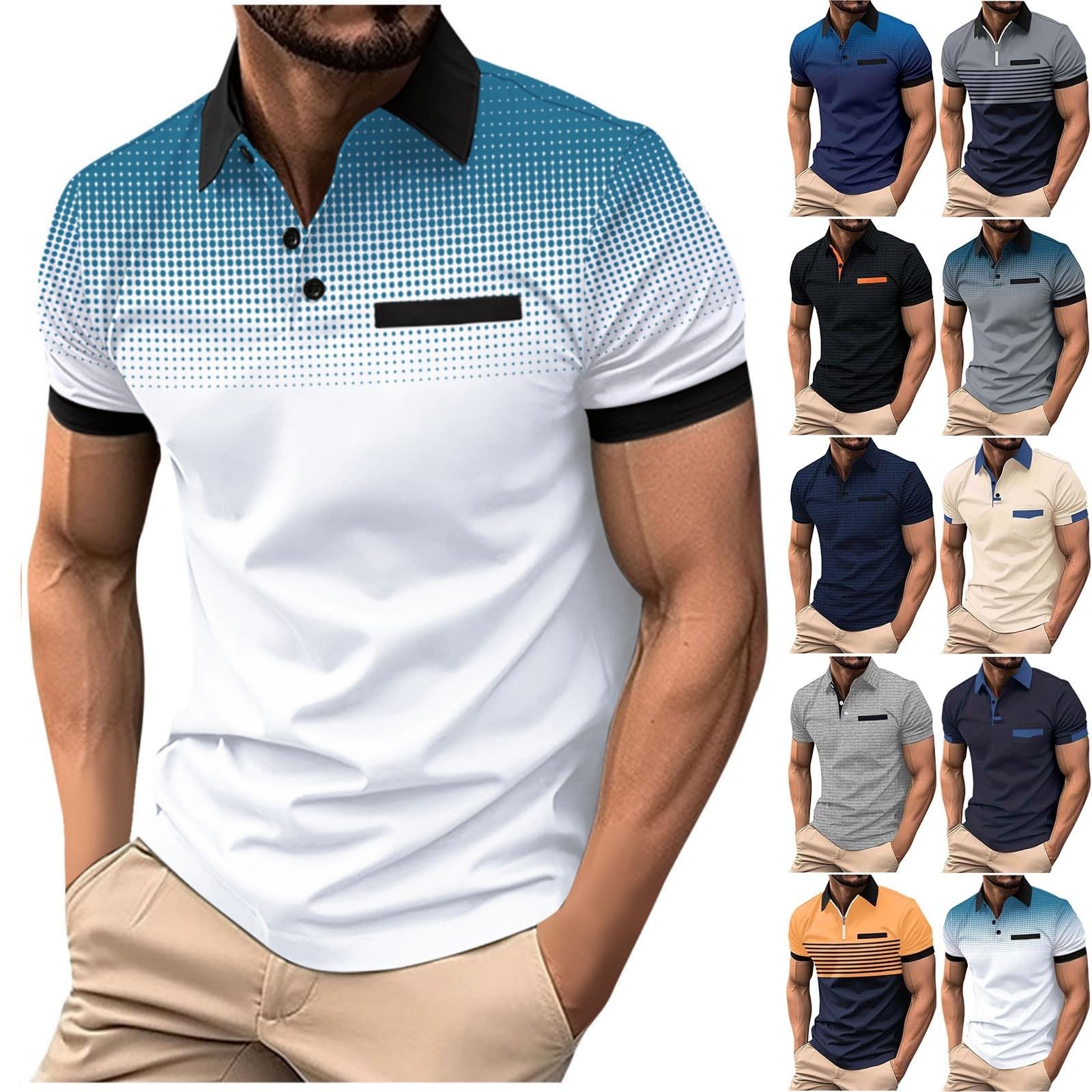Polo Shirts for Men Short Sleeve Causal Summer Henley Shirt Big and Tall Golf Tshirt Pullover Gym Workout Tee Tops