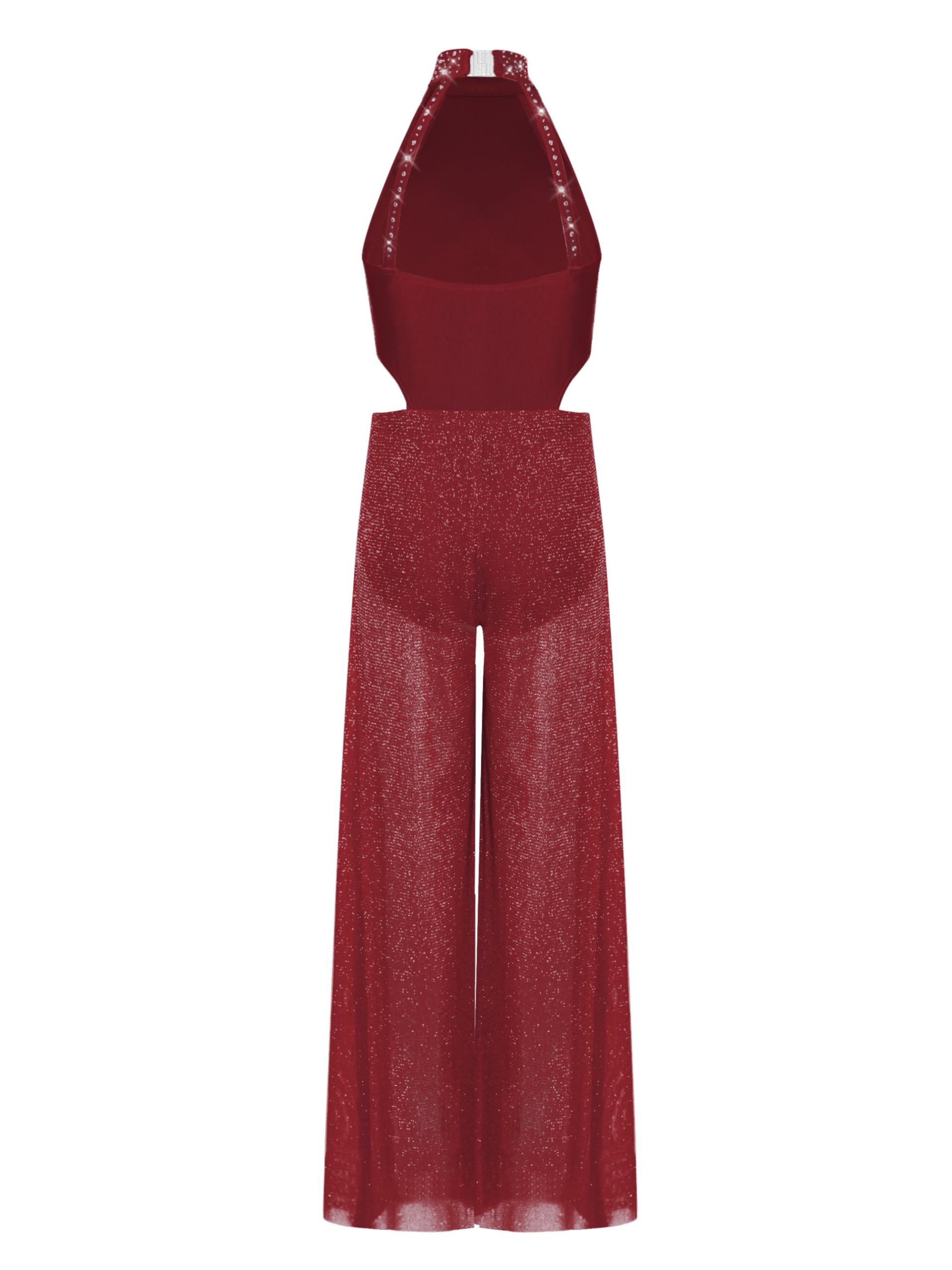 FEESHOW Bambina Body Da Danza Glitter Tuta Intera Da Ginnastica Tuta Danza Jumpsuit Gamba Larga Costume Per Bambini Balletto Lirico