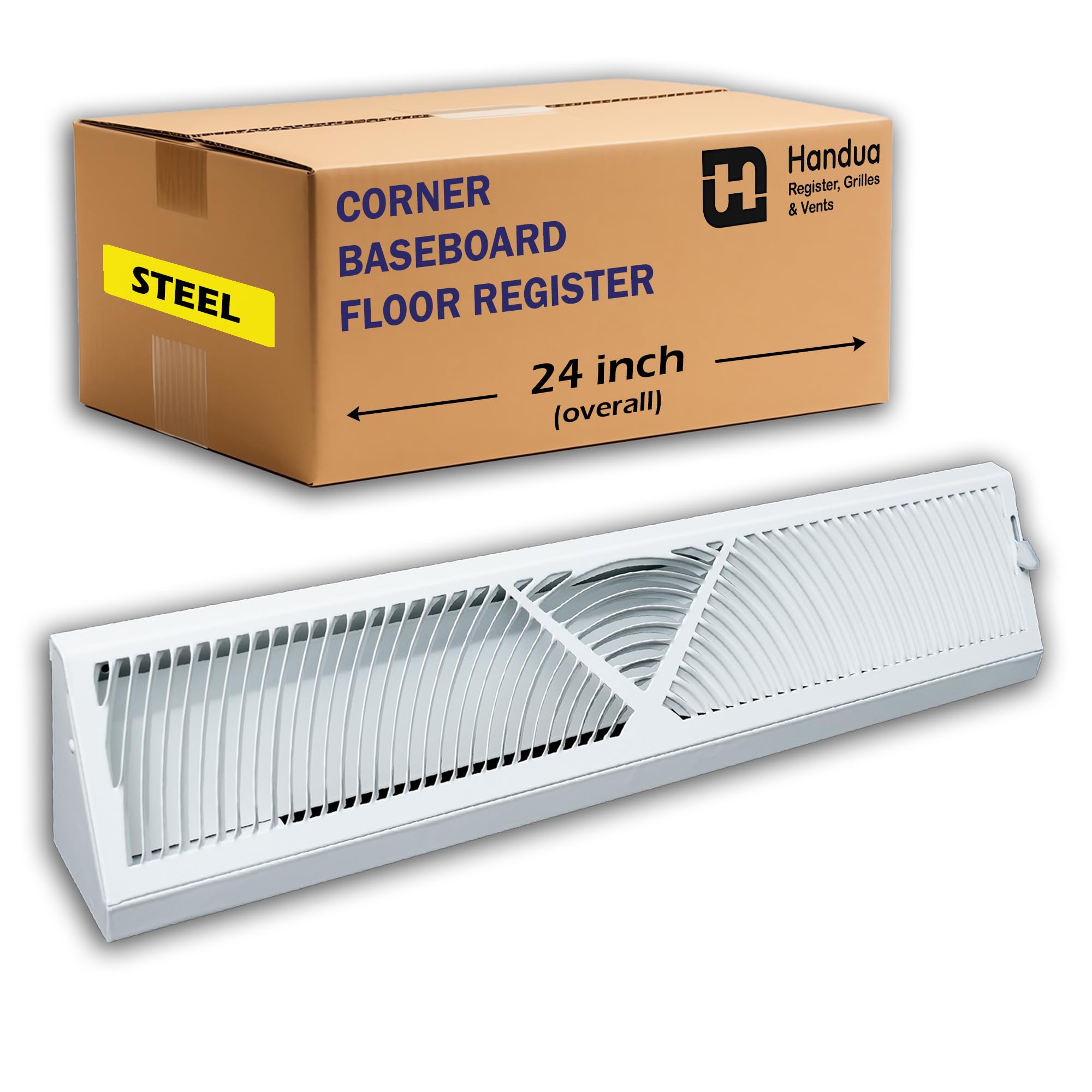 Handua 24 Inch Corner Baseboard Register White