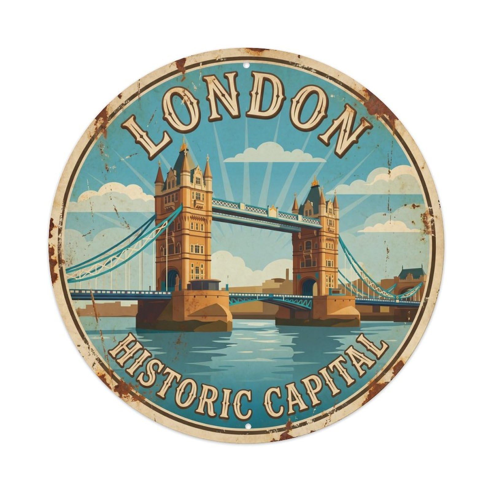 Vintage Travel London Tower Bridge 3 Metal Tin Sign Plaque