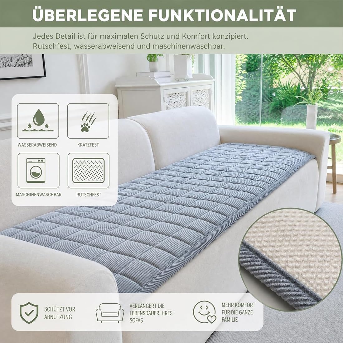Sofa Guard - Soft in Aktion, rutschfest hundedecke, Tierliebling Sofa Guard, Kratzfes Wasserabweisend für Haustiere, Kinder, Hunde und Katzen(Dunkelgrau,70 x 210cm)