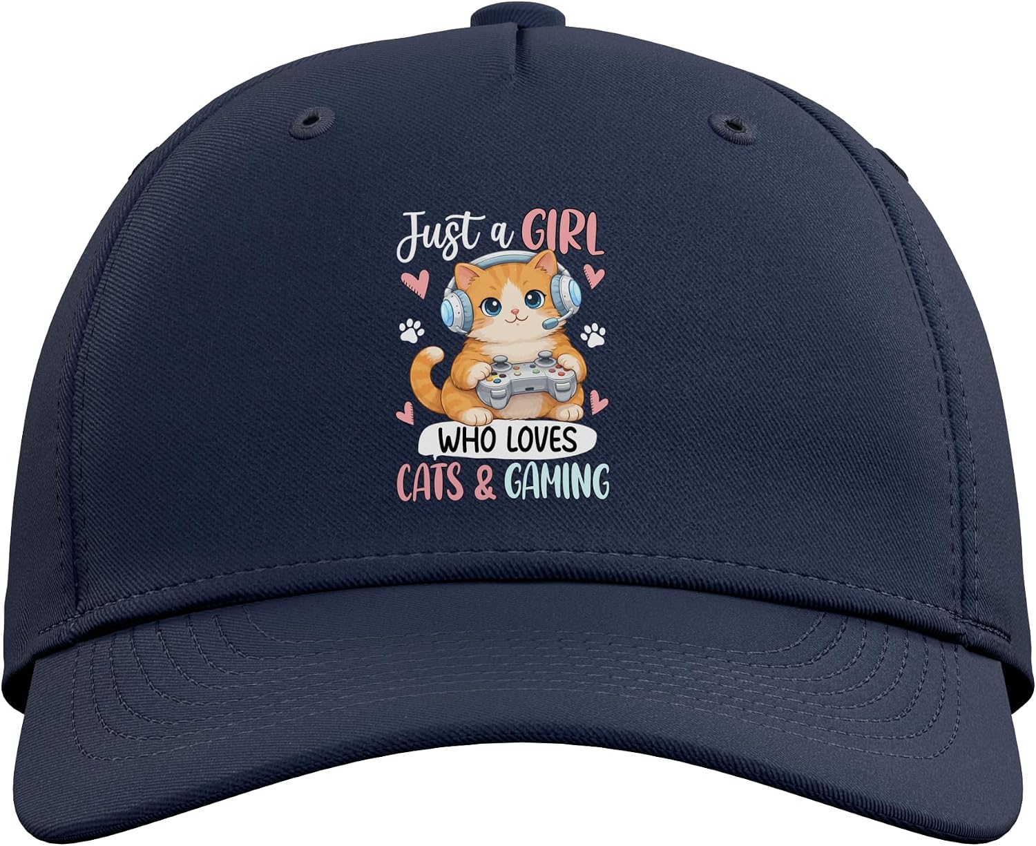 Girl Who Loves Cats and Gaming Cute Quote Gamer Girl Adjustable Baseball Hat image 2