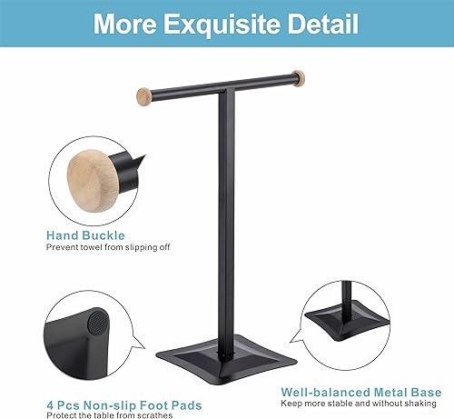 Miniatura 4 de ZCDCP Soporte para toallas de mano, toallero de acero inoxidable en forma de T para encimera de baño con SUS304 inoxidable, soporte de toalla de