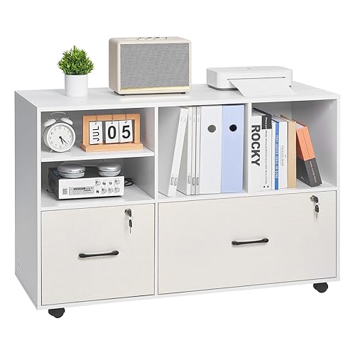 VEVOR 2 Drawer Wooden File Cabinet, Mobile Filing Cabinet with