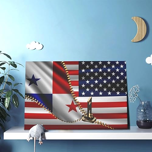 Miniatura 5 de Pintura de pared con bandera estadounidense y bandera panameña de Panamá, impresiones artísticas de pared de 12 x 18 pulgadas, sin marco, póster de