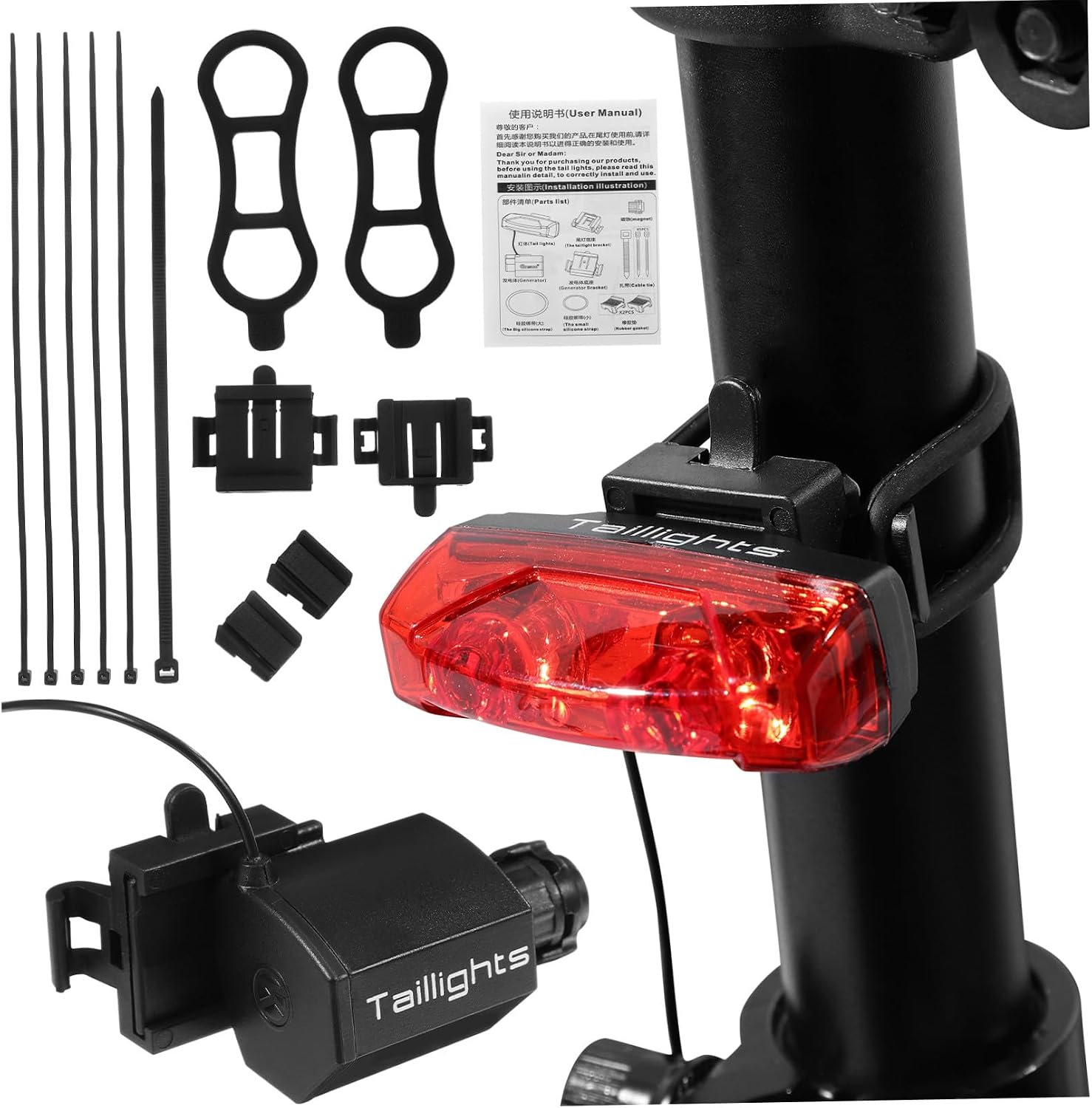 HANABASS 3pcs Bike Tail Light Led High Brightness for Night Riding Engineering Rear Light Easy to Use Stylish Design for Safety