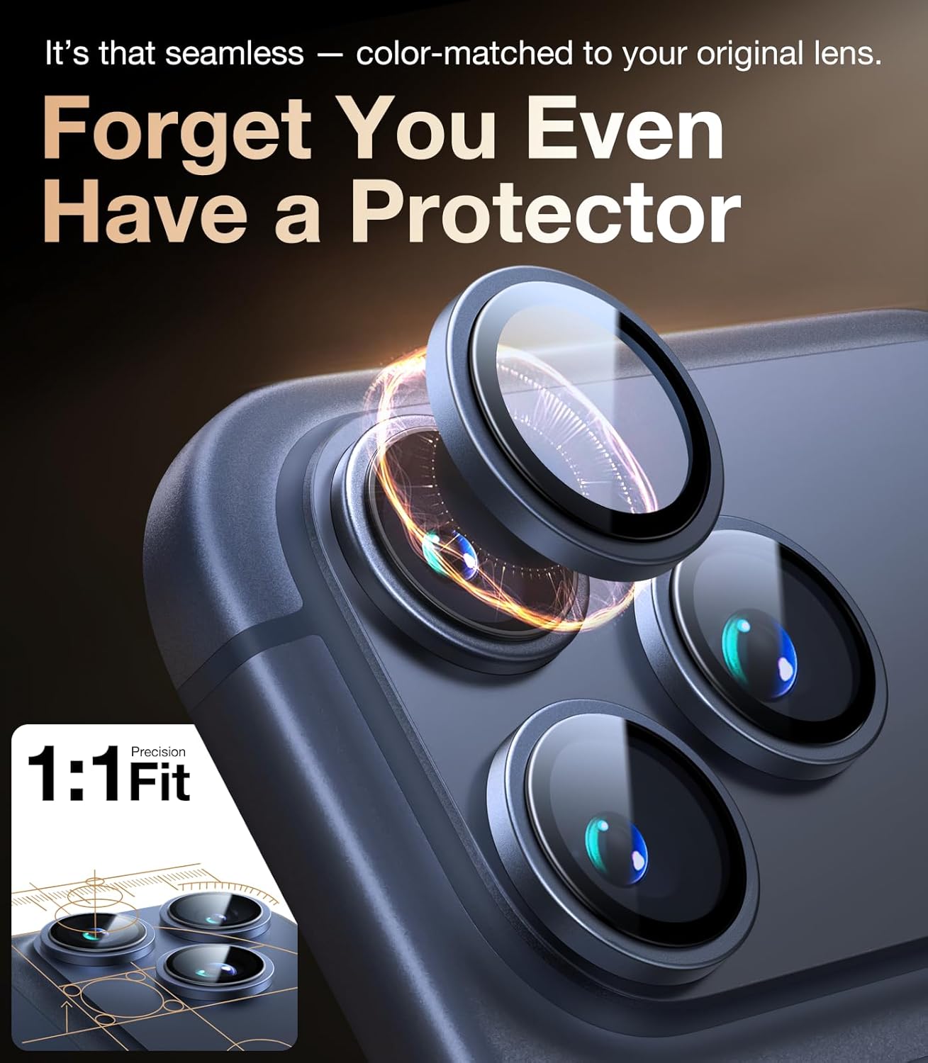 UltraGlass UNBREAK TOP 9H+ Glass for iPhone 17 Pro Max/17 Pro Camera Protector [NO.1 Military Grade Shatterproof] iPhone 17 Pro Max Camera Lens Protector, 17 ProMax Lens Screen Cover, Deep Blue - Image 5