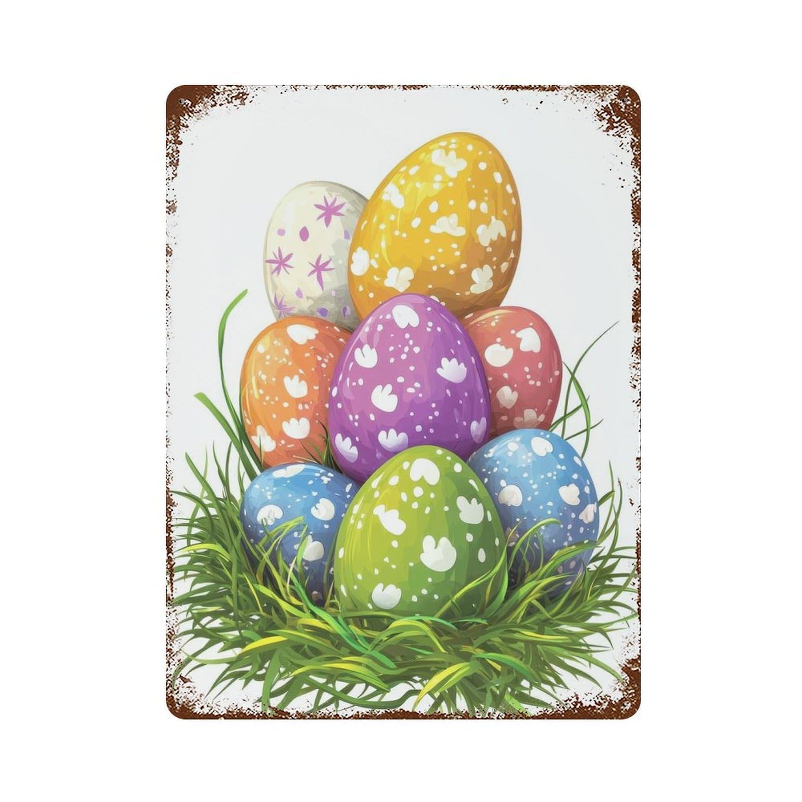 Garage Style Easter Eggs Nest Rusty Metal Tin Sign 15.7"x11.8", Classic Wall Plaque for Bar And Workshop