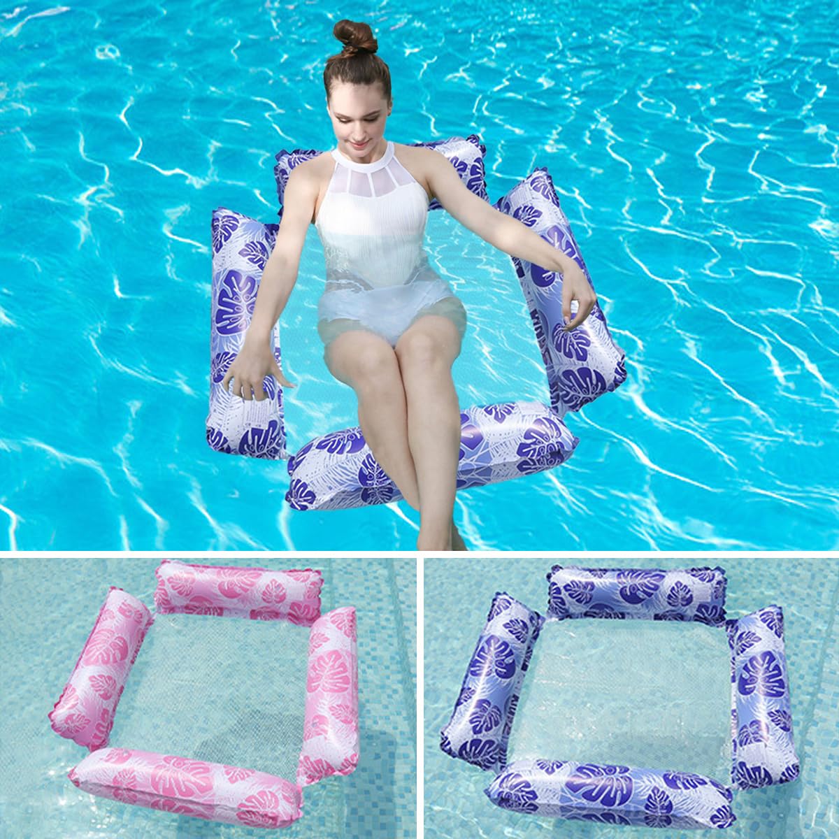 Flottant Hamac Gonflable, Hamac Gonflable Piscine, 4 -en-1 Flottantes Hamac Bouées, Matelas Flottant Hamac Gonflable, Hamac Gonflable Piscine, 4 -en-1 Flottantes Hamac Bouées, Matelas