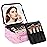 Chomeiu Makeup Bag with LED Mirror, Cute Cosmetic Bags Birthday Gifts for Girls Women, Makeup Train Case Artists Organizer Large Make Up Bags with Light Up Mirror 3 Color Lights, Pink Geometry
