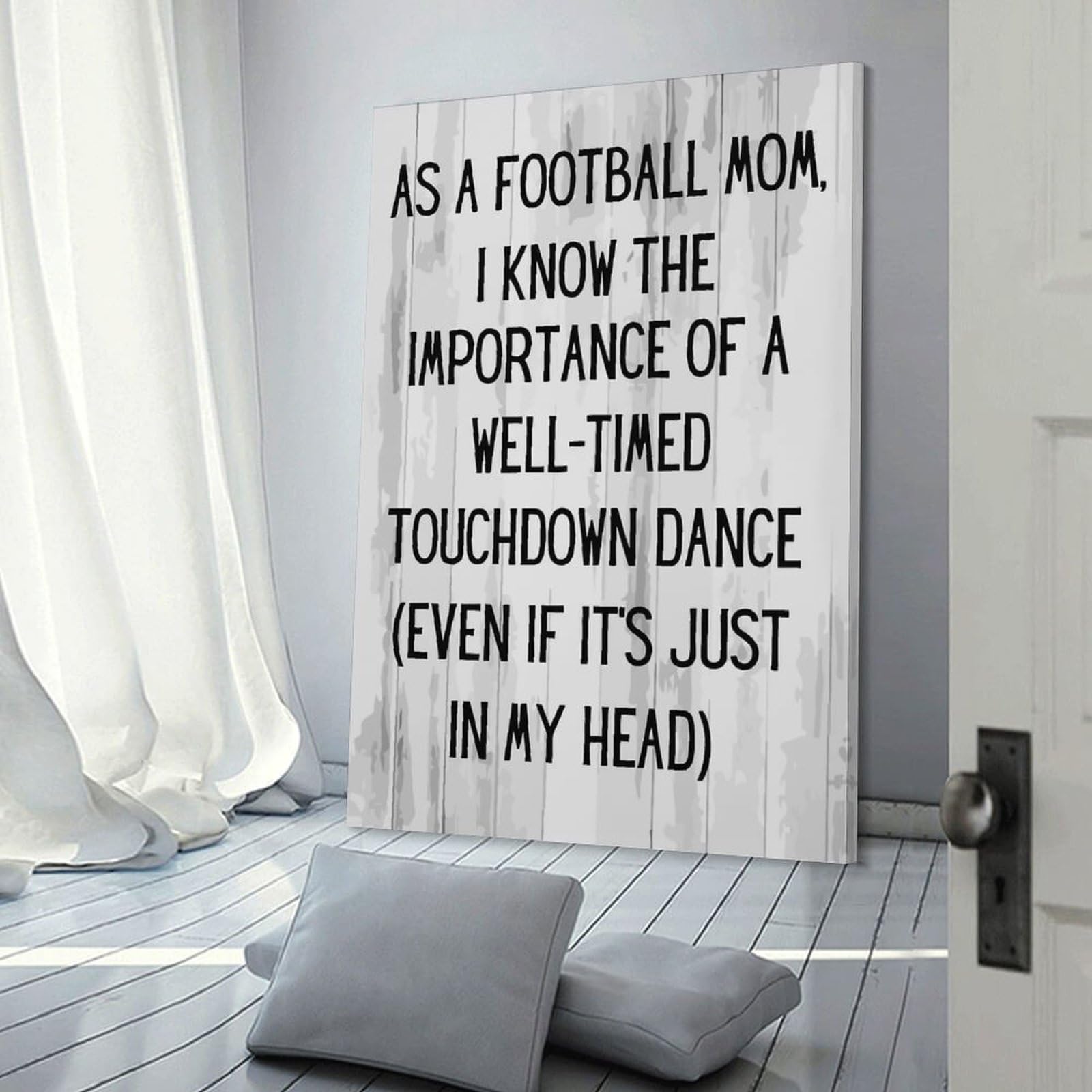 Junmoney Wall Decor Canvas Print As A Football Mom, 08x12inch(20x30cm), for Study, Office Or Apartment Decor, Canvas Artwork with Gifting Potential