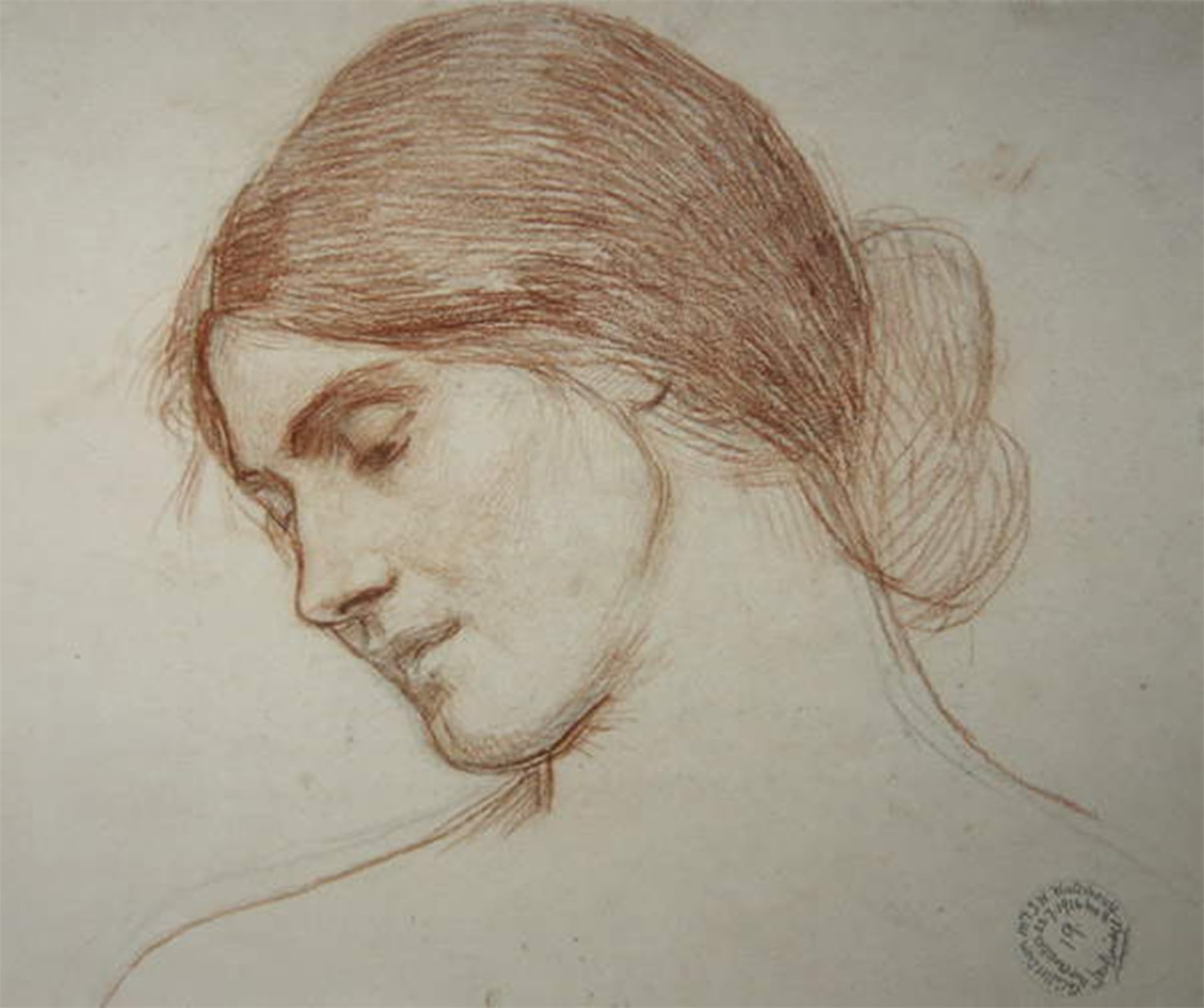 POSTERIIk Vintage Classic Picture Landscape Artwork Head of a Young Girl by John William Waterhouse Portrait Canvas Painting for Office Home Decor 60x90cm